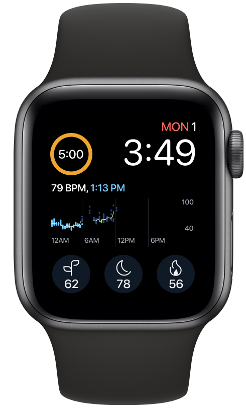 två exempel på apple watch-urtavlor med komplikationer