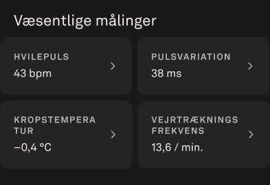 Vejrtrækningsfrekvensen på siden Væsentlige målinger.