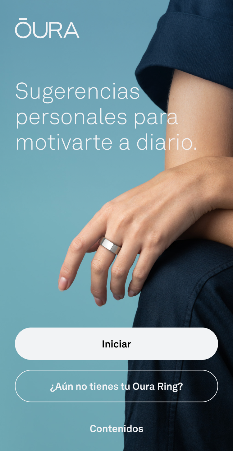 Captura de pantalla de la pantalla de inicio/bienvenida de la aplicación Oura