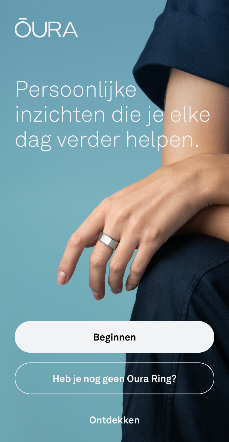 een screenshot van het startscherm van de Oura-app