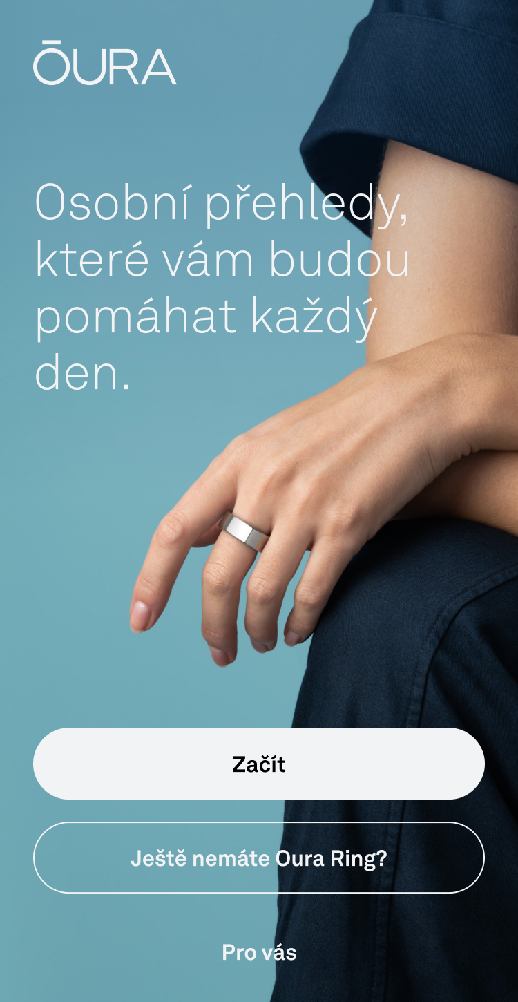 Screenshot úvodní stránky aplikace Oura