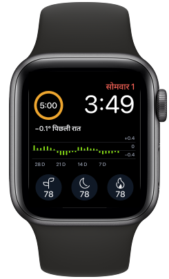 complications के साथ apple watch faces के दो उदाहरण