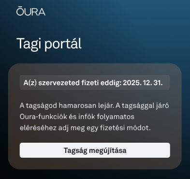 Tagi portál – A tagság meghosszabbításáról szóló kártya