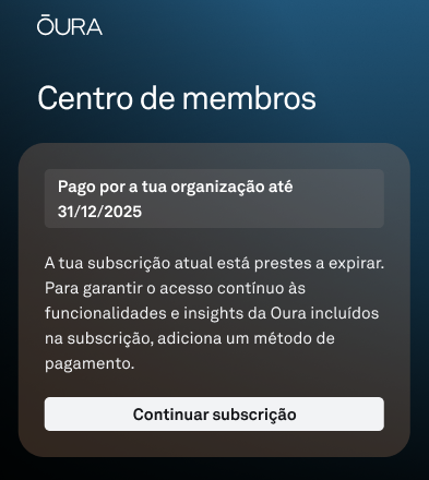 Cartão para continuar do Centro de membros