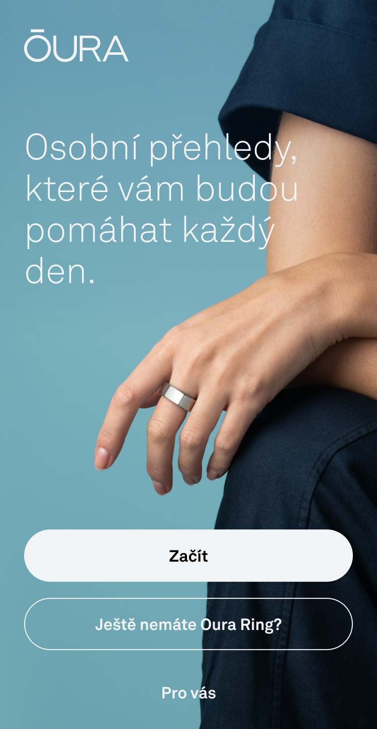 Snímek úvodní obrazovky aplikace Oura